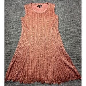 Cloth & People Dress Womens Large Pink Lace A Line Swing Scoop Neck Knee Length